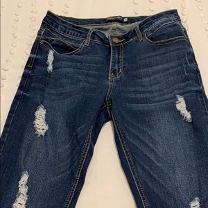 Boutique dark wash soft distressed dark wash jean